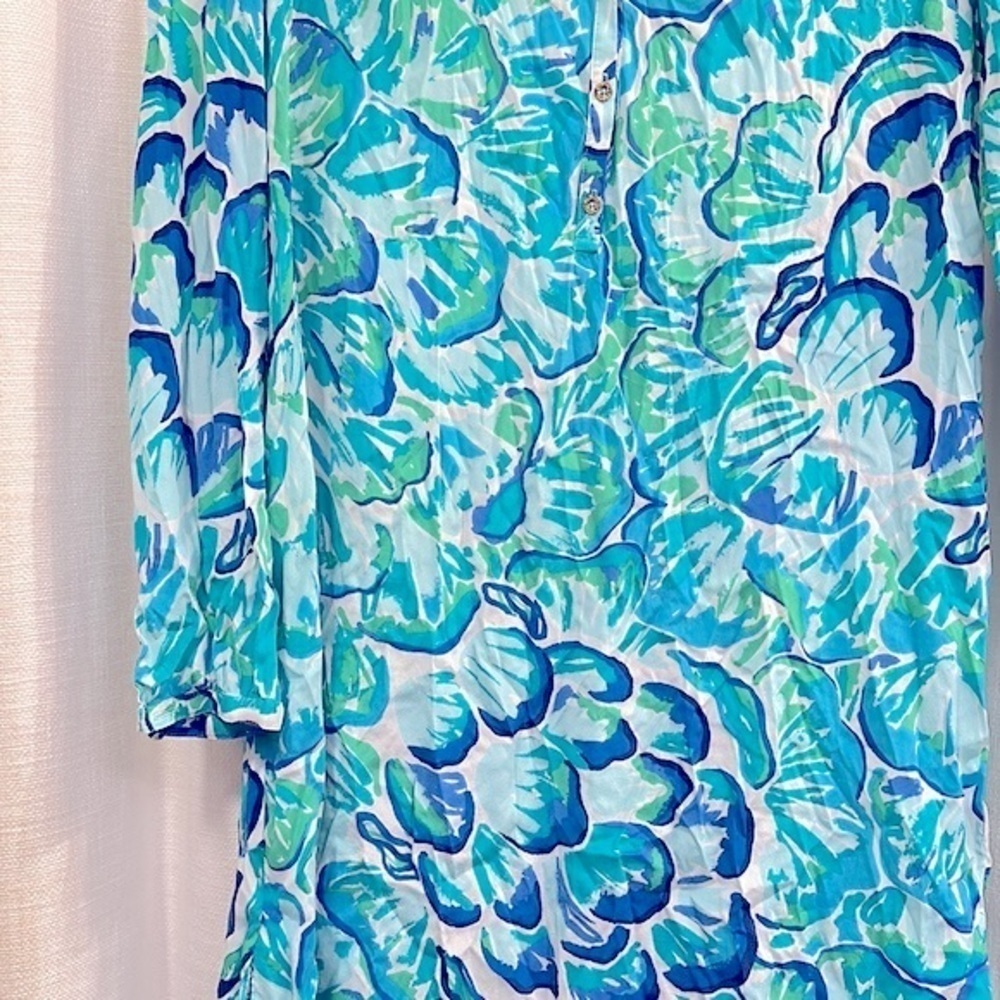 LILLY PULITZER Womens Agate Green Lazy River Delphine Stretch Silk Tunic Dress S - Picture 3 of 11